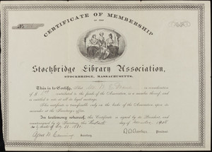 Stockbridge Library Association membership certificate