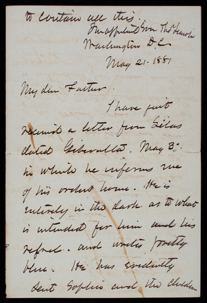 Thomas Lincoln Casey to General Silas Casey, May 21, 1881