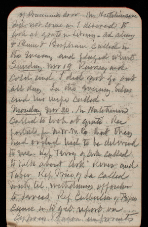 Thomas Lincoln Casey Notebook, November 1893-February 1894, 03, of [illegible] door. Mr. Hutchinson