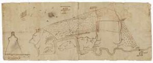 Manuscript map of the Ten Hills (Medford, Mass.), October 1637