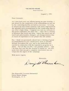 Letter from Dwight Eisenhower to Leverett Saltonstall, 9 August 1956