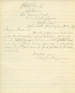 Letter from Benjamin Smith Lyman to James Reed