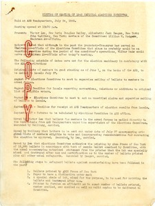 Minutes of meeting of 1945 National Elections Committee, American Newspaper Guild