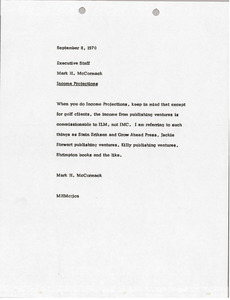 Memorandum from Mark H. McCormack to executive staff