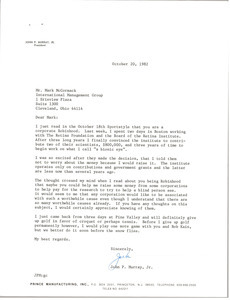 Letter from John P. Murray Jr. to Mark H. McCormack