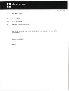 Memorandum from Mark H. McCormack to H. Kent Stanner