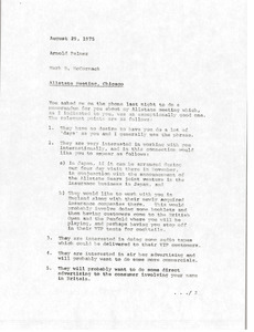 Memorandum from Mark H. McCormack to Arnold Palmer