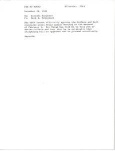 Fax from Mark H. McCormack to Hiroshi Kurihara