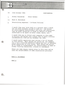 Memorandum from Mark H. McCormack to Arthur Rosenblum and Peter German