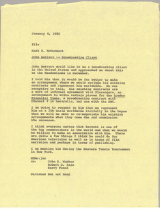 Memorandum from Mark H. McCormack to file