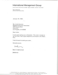 Letter from Mark H. McCormack to Linda Dozoretz