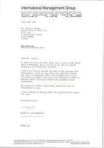 Letter from Mark H. McCormack to Pierre Lanson