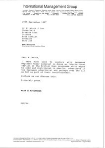 Letter from Mark H. McCormack to Alistair J. Low