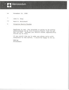 Memorandum from Mark H. McCormack to John S. Oney