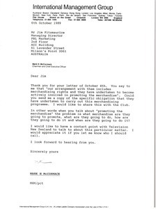 Letter from Mark H. McCormack to Jim Fitzmaurice