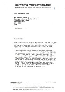 Letter from Mark H. McCormack to Frank D. Tatum Jr.