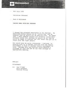 Memorandum from Mark H. McCormack to Christian Chatenet