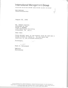 Letter from Mark H. McCormack to Robert Burton