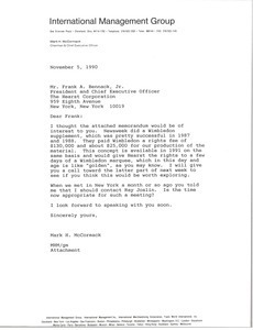 Letter from Mark H. McCormack to Frank A. Bennack