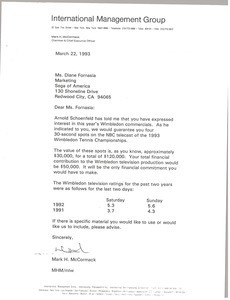 Letter from Mark H. McCormack to Diane Fornasia