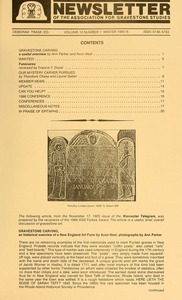 Newsletter of the Association for Gravestone Studies. Vol. 10, no. 1