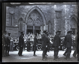 Michael H. Crowley funeral: police lined up in front of the Cathedral of the Holy Cross