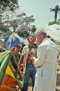 Vietnam veteran Richard Ogden standing outside his tent