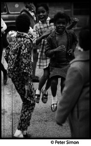 GIrls skipping rope in the parking lot, Liberation School, Boston, Mass.