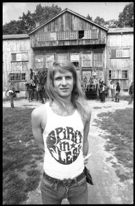 Michael Metelica standing in front of the Warwick dormitory, Brotherhood of the Spirit commune