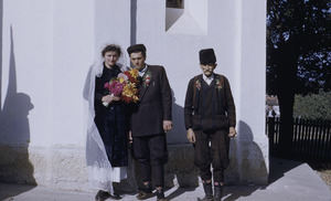Bride and groom at village church