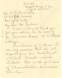 Letter from Clyde McDuffie to W. E. B. Du Bois