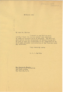 Letter from W. E. B. Du Bois to Ethiopian World Federation, Inc.
