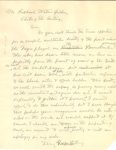Letter from W. E. B. Du Bois to The Century Magazine