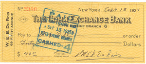 Check from W. E. B. Du Bois to A. G. Dill