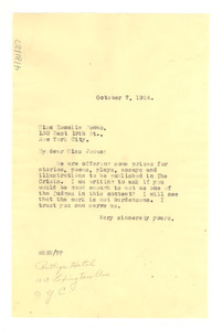 Letter from W. E. B. Du Bois to Rosalie Jonas