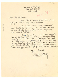 Letter from Bhola D. Panth to W. E. B. Du Bois