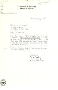 Letter from Saunders Redding to W. E. B. Du Bois