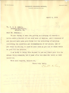 Letter from Calhoun Colored School to W. E. B. Du Bois