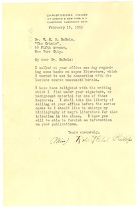 Letter from Robert Ethel Phillips to W. E. B. Du Bois