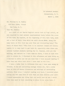 Letter from James Donald Cameron to W. E. B. Du Bois