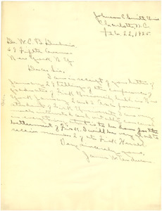 Letter from James W. Anderson to W. E. B. Du Bois