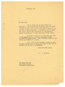 Letter from W. E. B. Du Bois to Maung Saw Tun