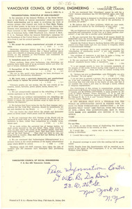 Circular letter from Vancouver Council of Social Engineering to W. E. B. Du Bois