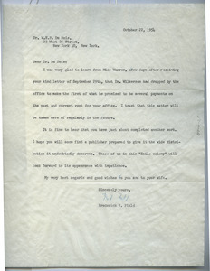 Letter from Frederick V. Field to W. E. B. Du Bois