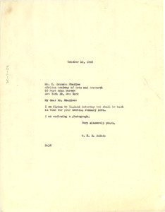 Letter from W. E. B. Du Bois to African Academy of Arts and Research