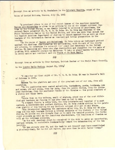 Excerpts from articles on indictment of W. E. B. Du Bois