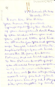 Letter from Alyne McKeever to W. E. B. Du Bois