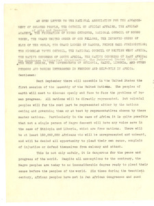 Letter from W. E. B. Du Bois to various organizations