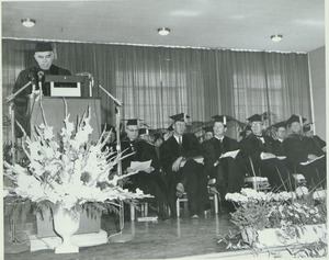 Glenn Seaborg speaking at Charter Day convocation