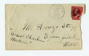 Envelope to a letter to Amos Alonzo Stagg from the Williston Seminary dated September 17, 1891